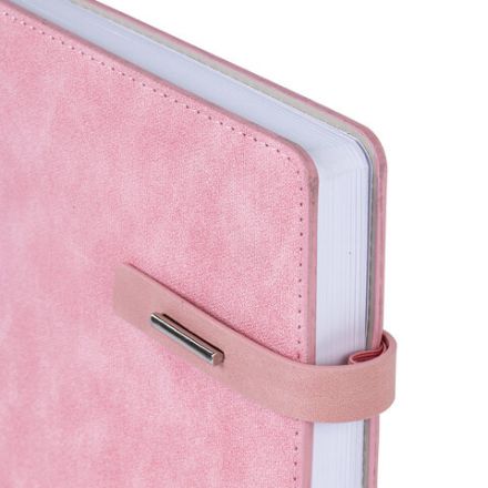 Ежедневник недатированный А5 138х213 мм BRAUBERG "Cowboy", под кожу, застежка 160 л., розовый, 116199