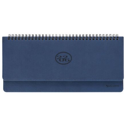 Планинг датированный 2026 305х140 мм BRAUBERG "Favorite", под кожу, темно-синий, 117219