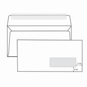 Конверты Е65 (110х220 мм) ПРАВОЕ ОКНО, отрывная лента, 80 г/м2, КОМПЛЕКТ 1000 шт., 41391