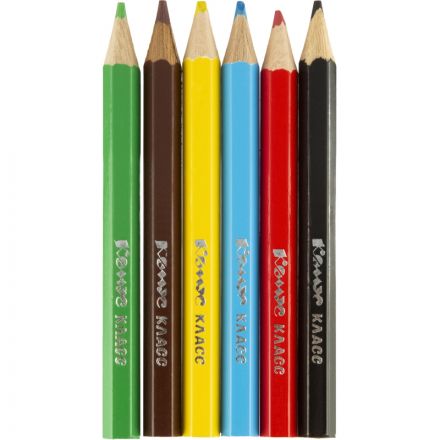 Карандаши цветные 6цв/наб6-гран №1School/Комус Класс ColorPics коротк,88мм