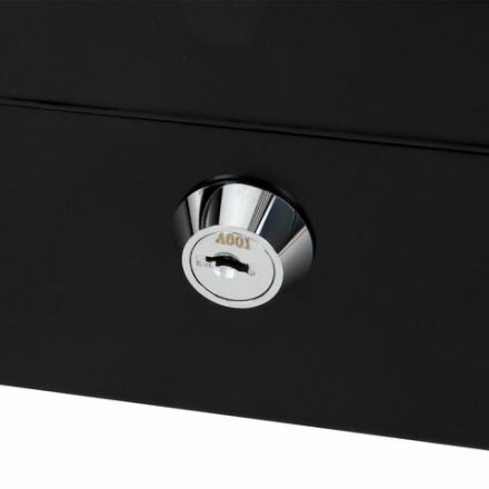 Ящик для денег, ценностей, документов, печатей, 90х240х300 мм, ключевой замок, черный, BRAUBERG, 291348