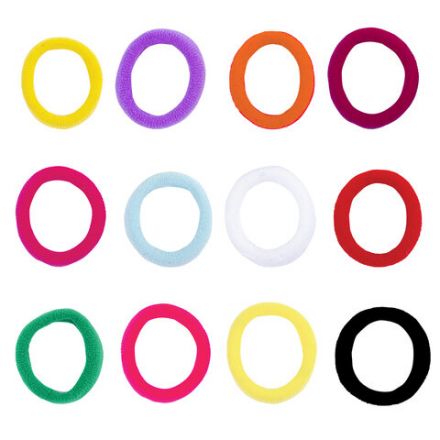 Резинки для волос НАБОР 12 шт., мягкие, маленькие, яркие цвета, MONTE VITA (МОНТЕ ВИТА), 457050