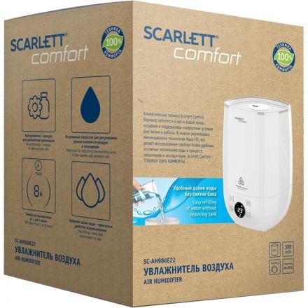 Увлажнитель SCARLETT SC-AH986E22,воздуха, 4.8л, белый Увлажнитель SCARLETT SC-AH986E22,воздуха, 4.8л, белый