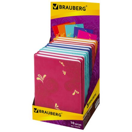 Блокнот А5 (148х218 мм), BRAUBERG "Orient", 128 л., кожзаменитель с тиснением, клетка, ассорти, 125236