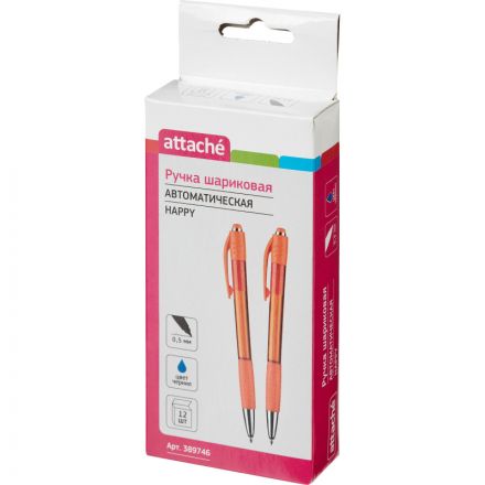 Ручка шариковая автоматическая Attache Happy синяя (оранжевый корпус, толщина линии 0.5 мм)