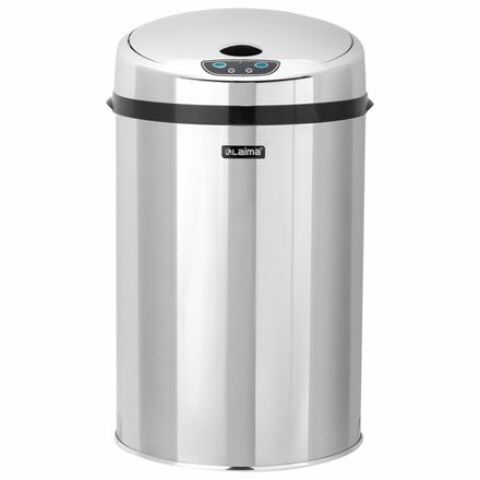Ведро для мусора СЕНСОРНОЕ 12 л, нержавеющая сталь, зеркальная крышка, питание от 4-х батареек AA (не входят в комплект), LAIMA, 609327