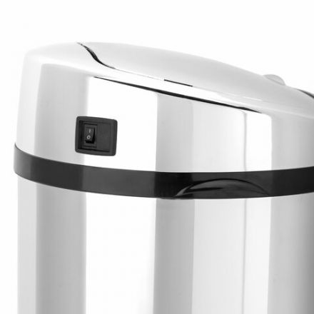 Ведро для мусора СЕНСОРНОЕ 12 л, нержавеющая сталь, зеркальная крышка, питание от 4-х батареек AA (не входят в комплект), LAIMA, 609327