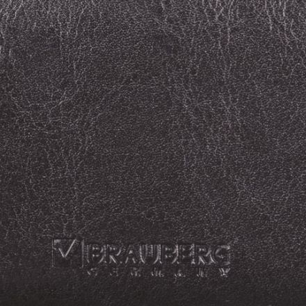 Визитница однорядная BRAUBERG "Imperial", на 20 визиток, под гладкую кожу, черная, 232291