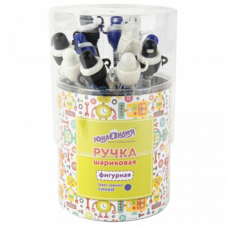 Ручка фигурная шариковая ЮНЛАНДИЯ "Робот", корпус ассорти, СИНЯЯ, пишущий узел 0,7 мм, 143790