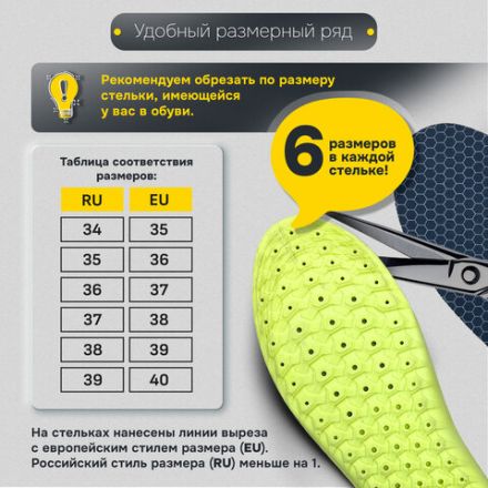 Стельки для обуви АНАТОМИЧЕСКИЕ С МАССАЖНЫМ ЭФФЕКТОМ, материал PU PRO, размер RU 34-39 / EU 35-40, с линиями выреза, SHEGRA (ШЕГРА), 700742 Стельки для обуви АНАТОМИЧЕСКИЕ С МАССАЖНЫМ ЭФФЕКТОМ, материал PU PRO, размер RU 34-39 / EU 35-40, с линиями выреза, SHEGRA (ШЕГРА), 700742