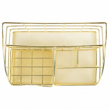 Органайзер для косметики и мелочей металлический 5 секций, MONTE VITA (МОНТЕ ВИТА), 140х220х127 мм, золото, 272477