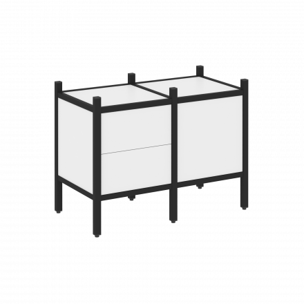 Loft Прямой стеллаж наборный VR.L-01 Белый бриллиант/Чёрный металл 862*446*636 Loft Прямой стеллаж наборный VR.L-01 Белый бриллиант/Чёрный металл 862*446*636