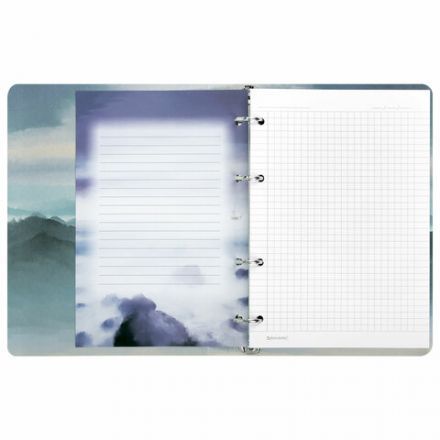 Тетрадь на кольцах А5 160х212 мм, 120 листов, картон, матовая ламинация, клетка, BRAUBERG, "В горах", 404724