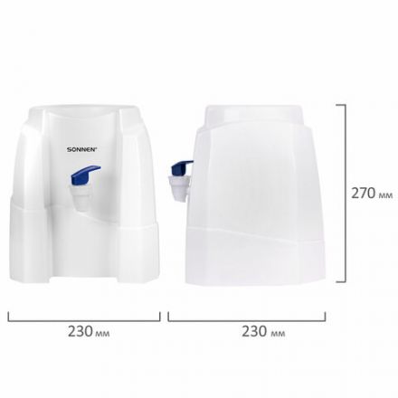 Кулер-водораздатчик БЕЗ НАГРЕВА И ОХЛАЖДЕНИЯ, SONNEN TS-01W, настольный, 1 кран, белый, 456175