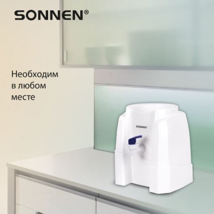 Кулер-водораздатчик БЕЗ НАГРЕВА И ОХЛАЖДЕНИЯ, SONNEN TS-01W, настольный, 1 кран, белый, 456175