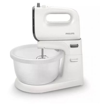 Миксер PHILIPS HR3745/00 на подставке 450 Вт, 5 скоростей, 2 венчика, 2 крюка для теста, чаша, белый Миксер PHILIPS HR3745/00 на подставке 450 Вт, 5 скоростей, 2 венчика, 2 крюка для теста, чаша, белый
