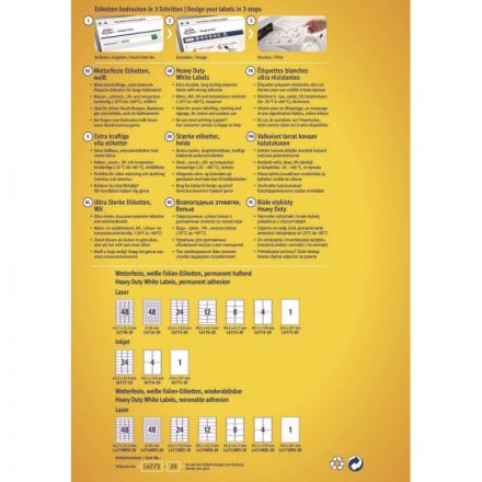 Этикетки самоклеящиеся Avery Zweckform всепогодные белые 99.1х42.3 мм (12 штук на листе A4, 20 листов, артикул производителя L4776-20) Этикетки самоклеящиеся Avery Zweckform всепогодные белые 99.1х42.3 мм (12 штук на листе A4, 20 листов, артикул производителя L4776-20)