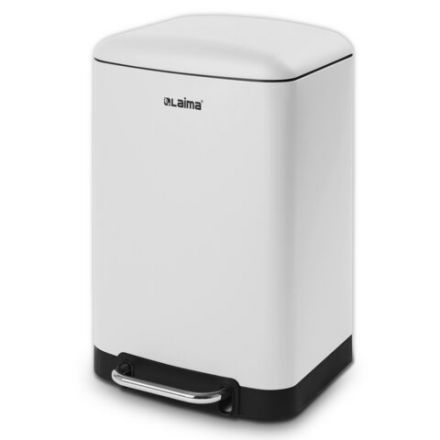 Ведро мусорное с педалью 12 л, крышка с доводчиком, белое матовое, металл, LAIMA ULTRA, 701566