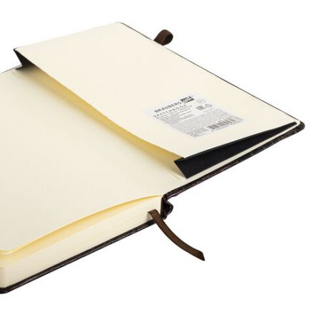 Скетчбук, слоновая кость 140 г/м2, 130х210 мм, 80 л., КОЖЗАМ, резинка, BRAUBERG ART CLASSIC, CROCO, коричневый, 116471