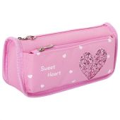 Пенал мягкий ЮНЛАНДИЯ, 2 отделения, полиэстер, "Heart", розовый, 21х6х9 см, 270258