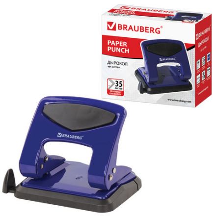 Дырокол металлический BRAUBERG "PN-150M", до 35 листов, синий, 227789 Дырокол металлический BRAUBERG "PN-150M", до 35 листов, синий, 227789