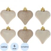 Украшение новогоднее Сердца, набор из 6 шт, D 6 см, L6 W2,5 H7 см 753611