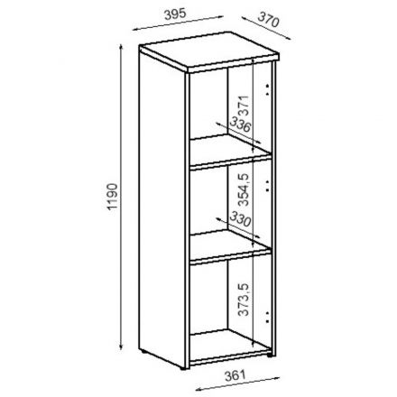 Шкаф Стиль для документов 2П.015.1 средний 395x370x1190 New дуб