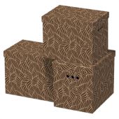 Короб для хранения из плотного микрогофрокартона 380х280х315 мм, КОМПЛЕКТ 3 шт., BRAUBERG HOME "Узор", 271824