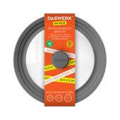 Крышка для любой сковороды и кастрюли универсальная 3 размера (22-24-26 см) серая, DASWERK (ДАСВЕРК), 607588