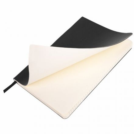 Блокнот А5 (148x218 мм), BRAUBERG "Metropolis Ultra", под кожу, 80 л., резинка, клетка, черный, 111021