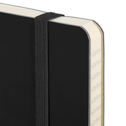 Блокнот А5 (148x218 мм), BRAUBERG "Metropolis Ultra", под кожу, 80 л., резинка, клетка, черный, 111021