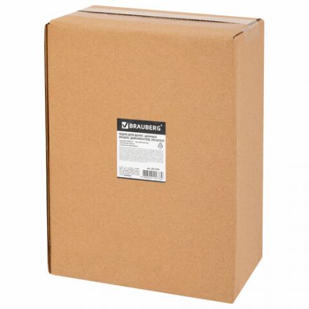 Ящик для денег, ценностей, документов, печатей, 90х180х250 мм, ключевой замок, черный, BRAUBERG, 291349