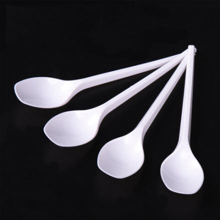 Ложка чайная одноразовая пластиковая 125 мм, белая, КОМПЛЕКТ 100 шт., WELDAY (ВЭЛДЭЙ), 607829