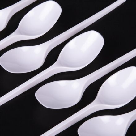 Ложка чайная одноразовая пластиковая 125 мм, белая, КОМПЛЕКТ 100 шт., WELDAY (ВЭЛДЭЙ), 607829