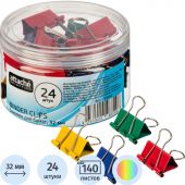 Зажимы для бумаг Attache Selection 32 мм цветные (24 штук в упаковке)