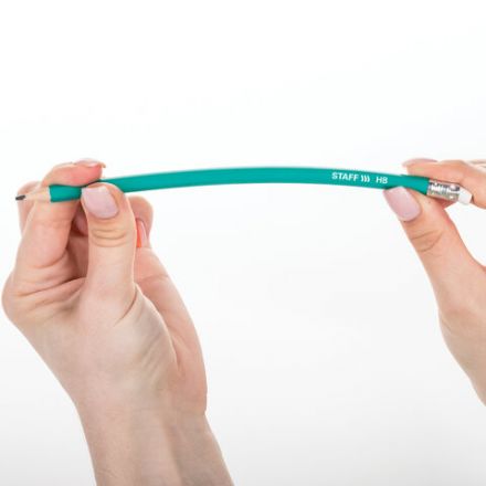 Карандаши чернографитные HB, НАБОР 12 штук STAFF "Budget BLP-02", с ластиком, 181923