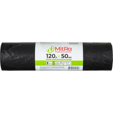 Мешки для мусора 120 л, 70х110см 50 шт/рул 25 мкм (ПВД)(чер.)