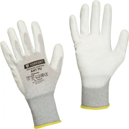 Перчатки защитные TopFort Ant PU антистат.нейлон/карбон.нить с ПУ р.10