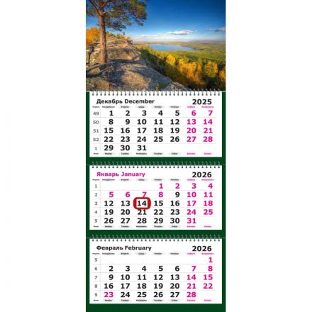 Календарь настенный 3-х блочный 2026,магн.кур,305х675,Сосна на утесе,3329-5