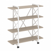 Loft Стеллаж на колесных опорах-4 полки VR.L-MST.K-4.8V Дуб аттик/Белый металл 1200*400*1334