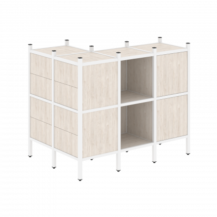 Loft Угловой внешний стеллаж наборный VR.L-51 Денвер светлый/Белый металл 862*1278*1047