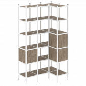Loft Угловой внутренний стеллаж наборный VR.L-35 Тиквуд тёмный/Белый металл 1278*862*2280 Loft Угловой внутренний стеллаж наборный VR.L-35 Тиквуд тёмный/Белый металл 1278*862*2280