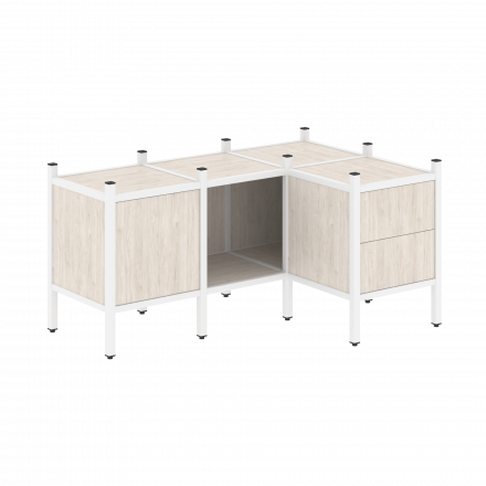 Loft Угловой внутренний стеллаж наборный VR.L-26 Денвер светлый/Белый металл 1278*862*636