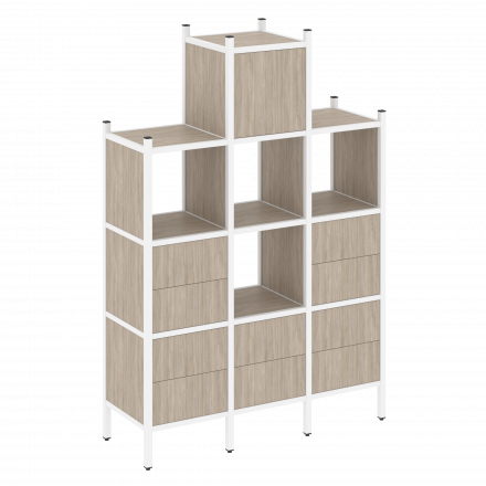 Loft Прямой стеллаж наборный VR.L-18 Дуб аттик/Белый металл 1278*446*1869