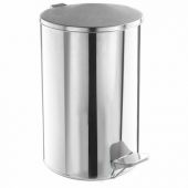 Ведро мусорное с педалью 20 литров, УСИЛЕННОЕ, кольцо под мешок, хром, нержавеющая сталь, ТИТАН