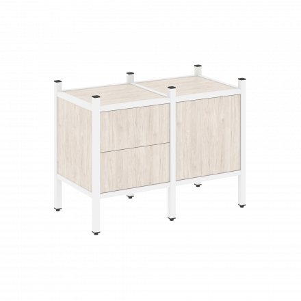 Loft Прямой стеллаж наборный VR.L-01 Денвер светлый/Белый металл 862*446*636 Loft Прямой стеллаж наборный VR.L-01 Денвер светлый/Белый металл 862*446*636