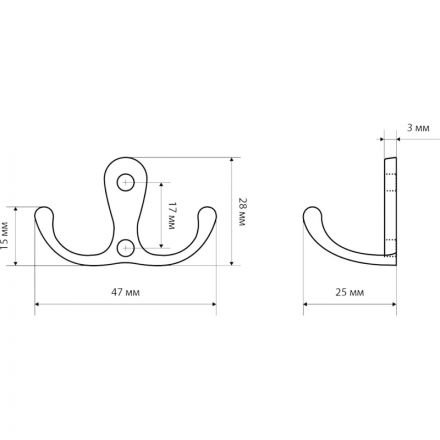 Вешалка настенная УЗК_Крючок трехрожковый СТАНДАРТ 002 BL (15437)мат.черный Вешалка настенная УЗК_Крючок трехрожковый СТАНДАРТ 002 BL (15437)мат.черный