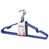 Вешалки-плечики, размер 48-50, КОМПЛЕКТ 10 шт., металл/ПВХ, перекладина, цвет синий, BRABIX "Стандарт", 601166