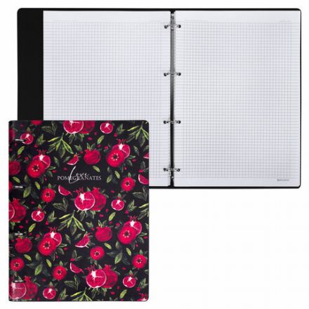 Тетрадь на кольцах БОЛЬШАЯ А4 (240х310 мм), 120 л., под кожу, BRAUBERG VISTA, "Гранаты", 404513