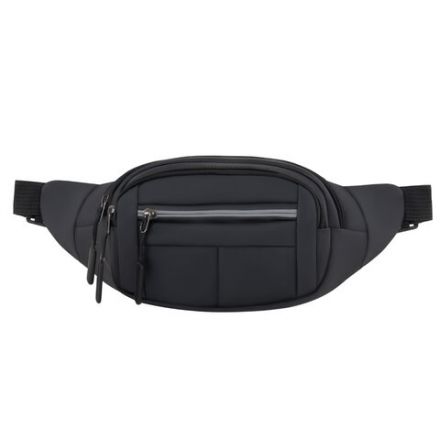 Сумка на пояс HEIKKI PROMPT (ХЕЙКИ), 2 отделения, регулируемый ремень, светоотражающие элементы, черная, 35х14х4см, 273922